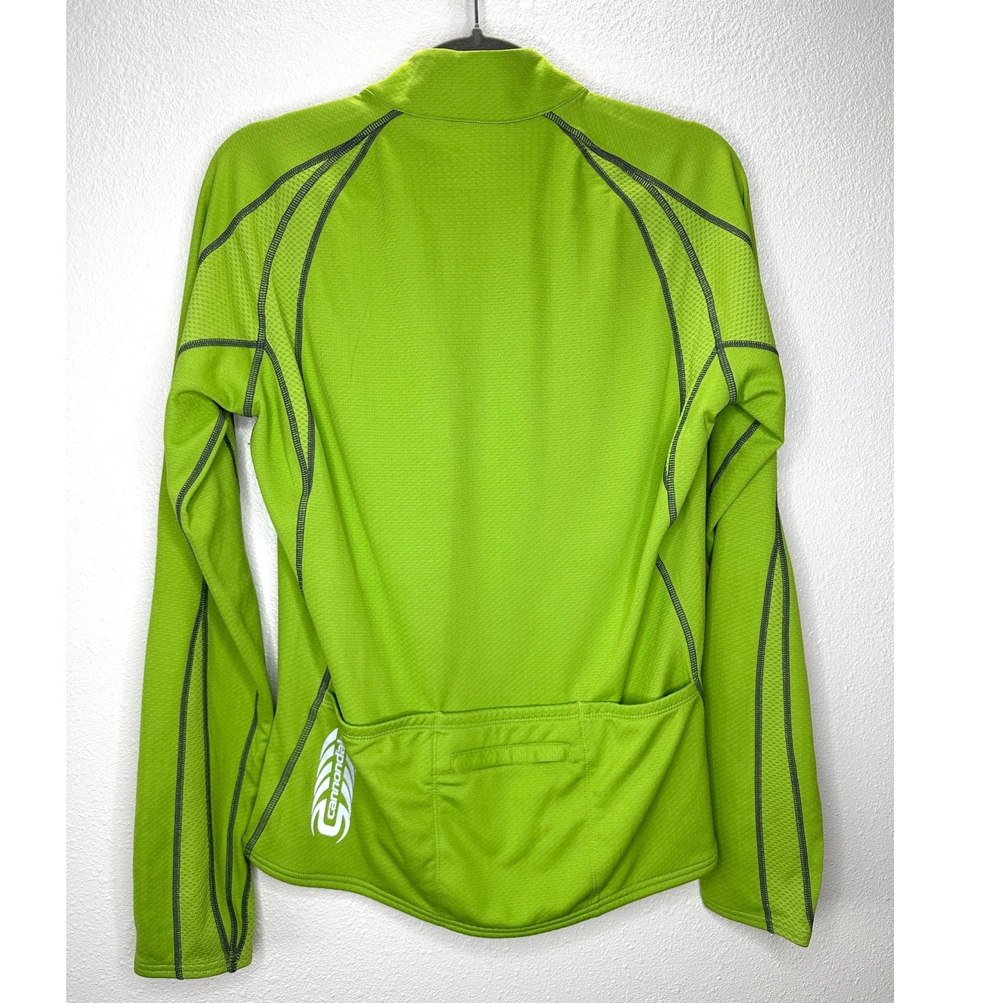 Cannondale Lime Green Front Zip Long Sleeve Workout Top L