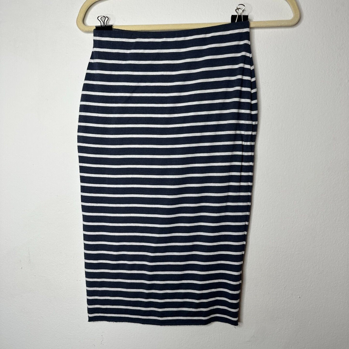 Bailey 44 Gray & White Stripe Bianca Knit Jersey High Waist Below Knee Skirt XS