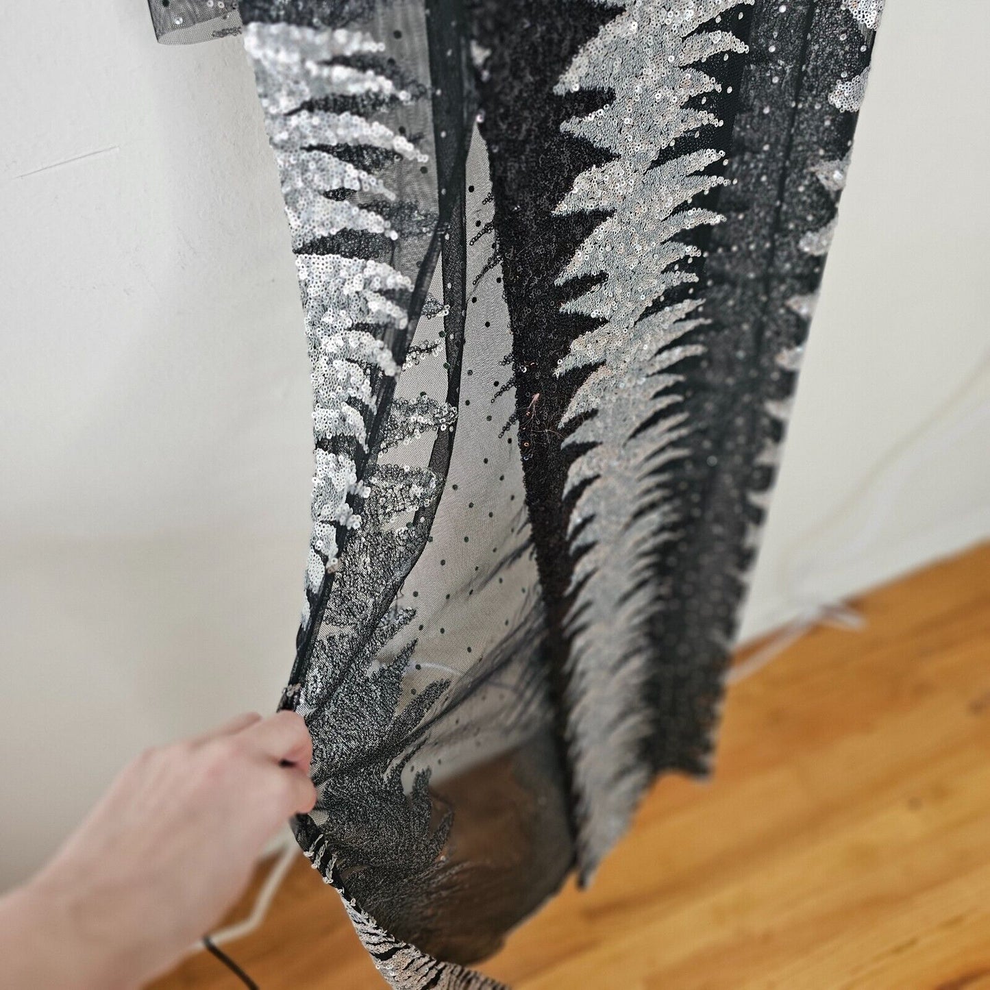 Isolated Heroes Handmade In The UK Black & Silver Sequin Mesh Maxi Dress Large
