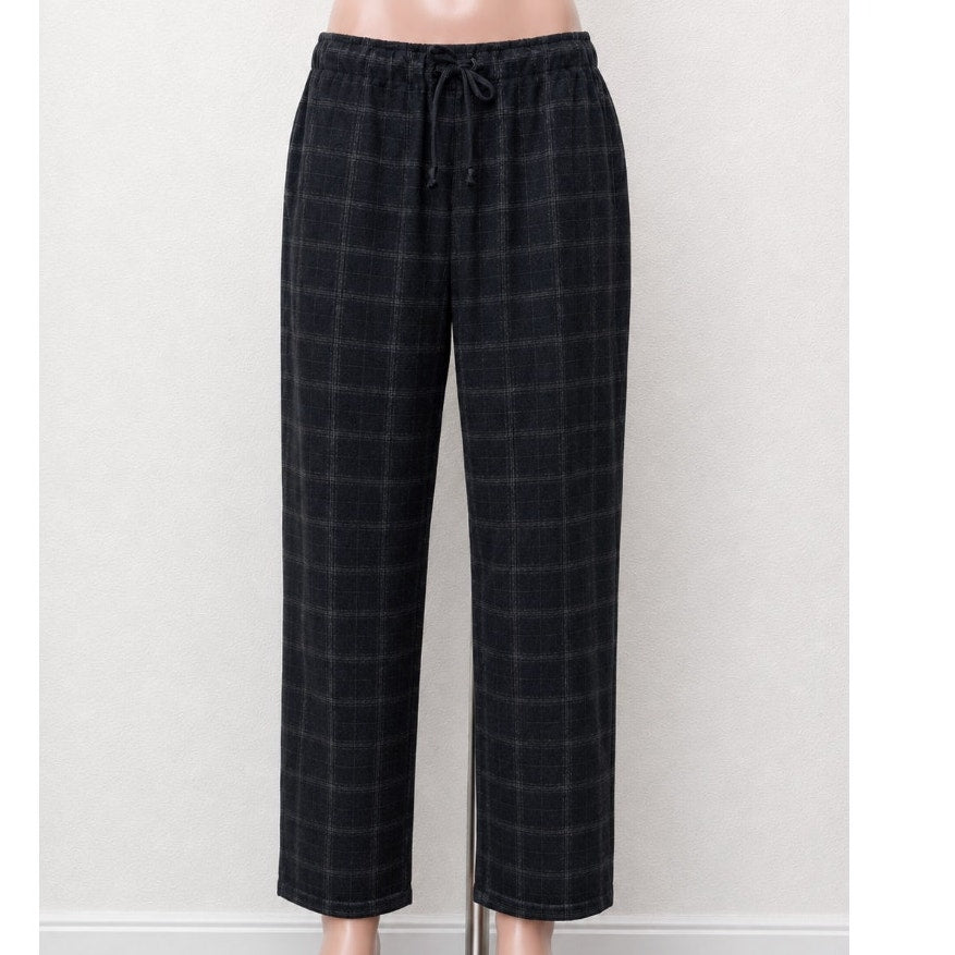 The Group Babaton Women’s Black Plaid Jogger Trousers US XS Drawstring