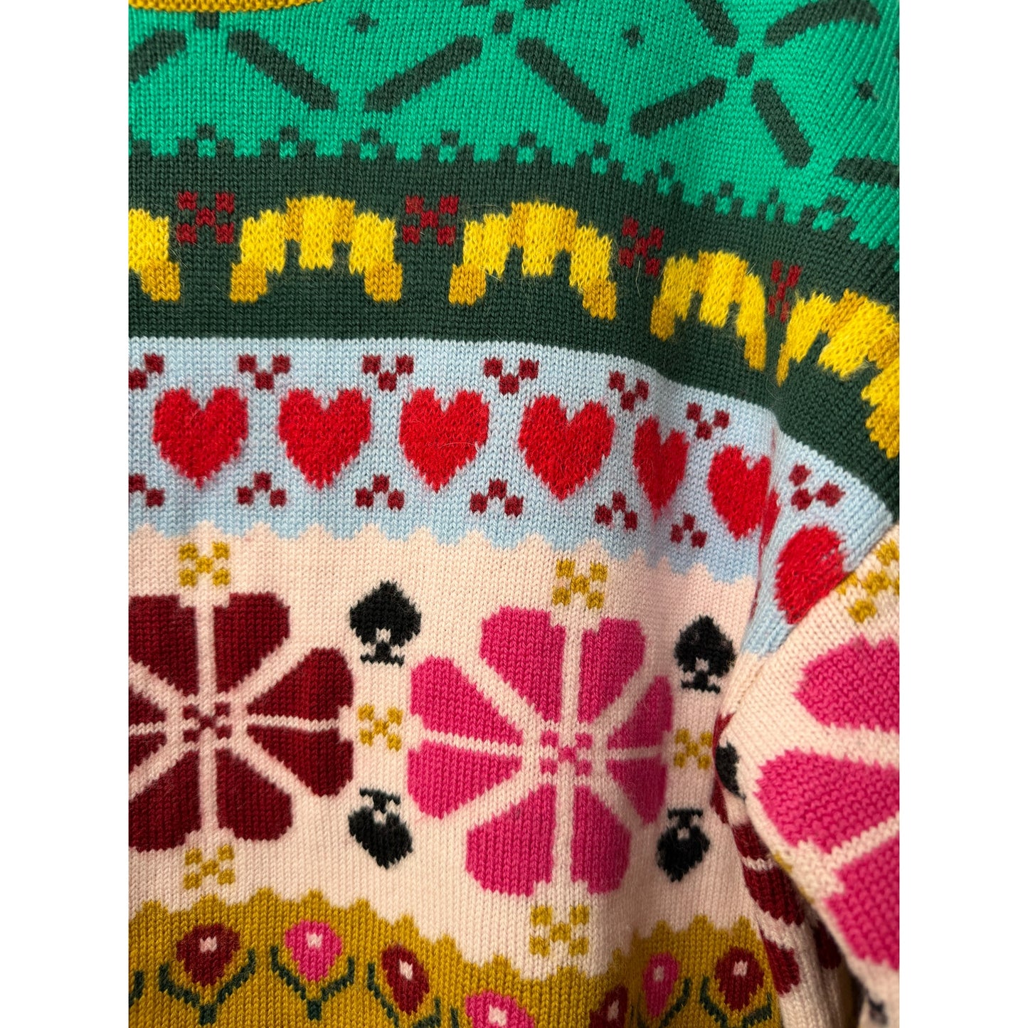 Kate Spade Multicolor Wool Mohair Floral Heart Sweater - S