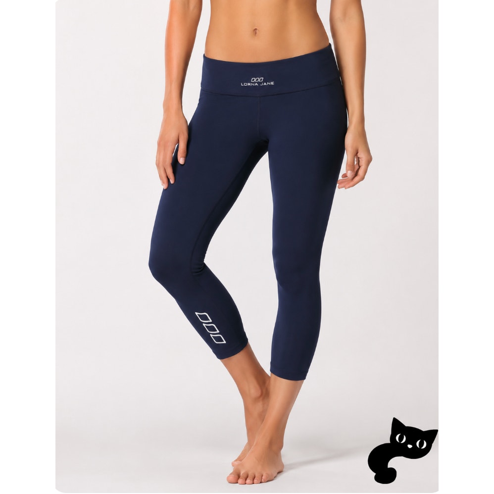 Lorna Jane Navy Blue Low Rise Crop Yoga Pants Tight Activewear Leggings Small