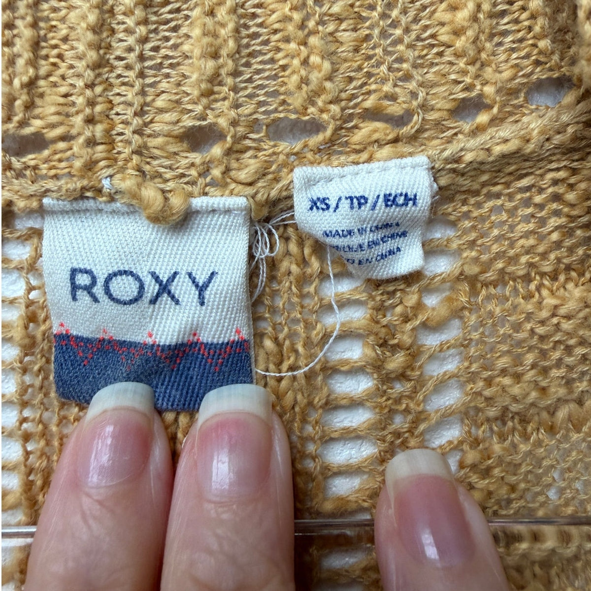 Roxy Let's Go Anywhere Cardigan Curry Mustard Open Front Women's US XS