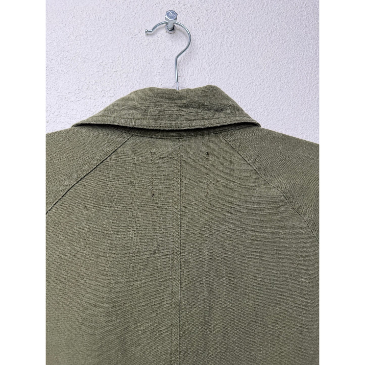 Love Tree Olive Linen Blend Moto Jacket Women's M