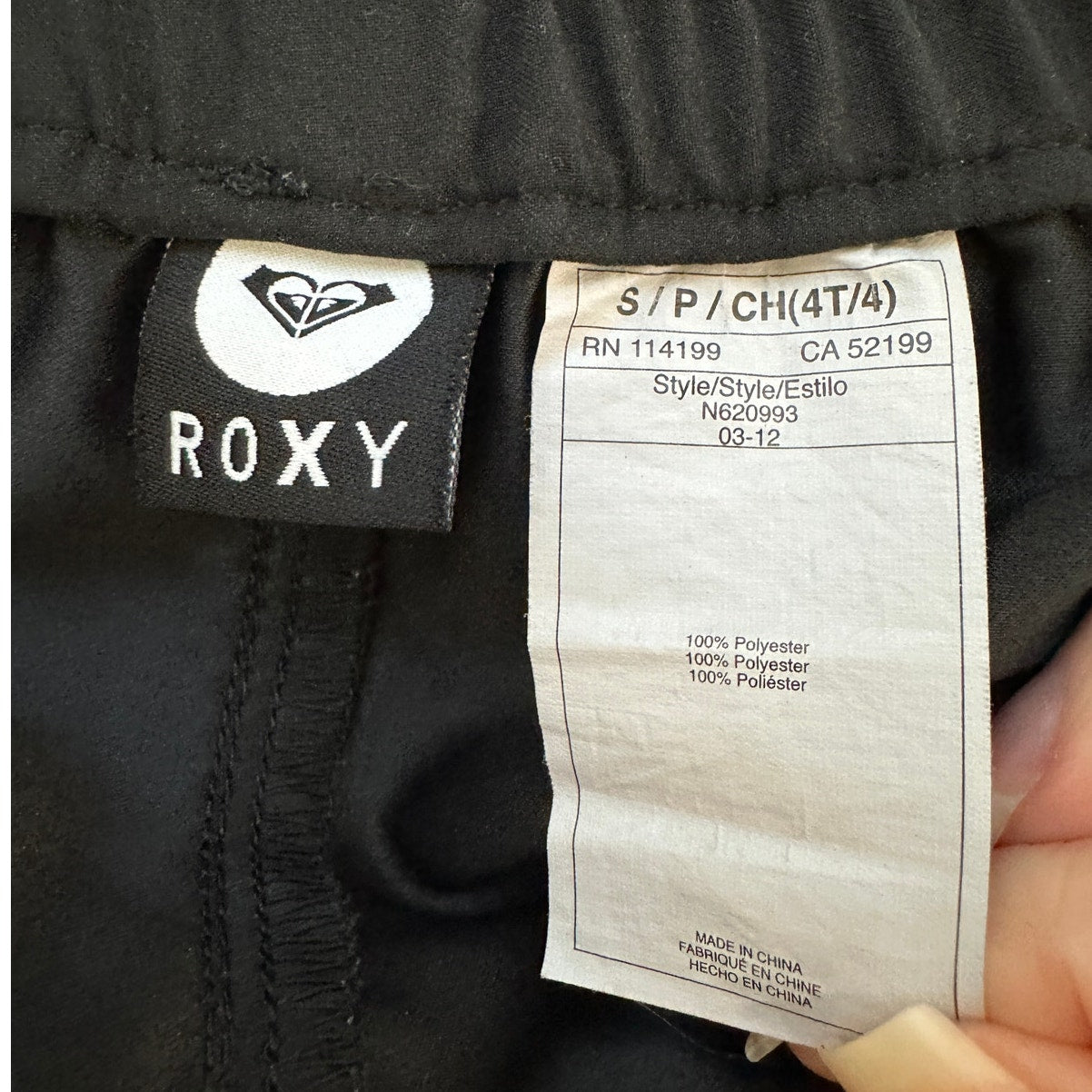 Roxy Black Floral Laser Cut Scalloped Edge Tie Waist Shorts S