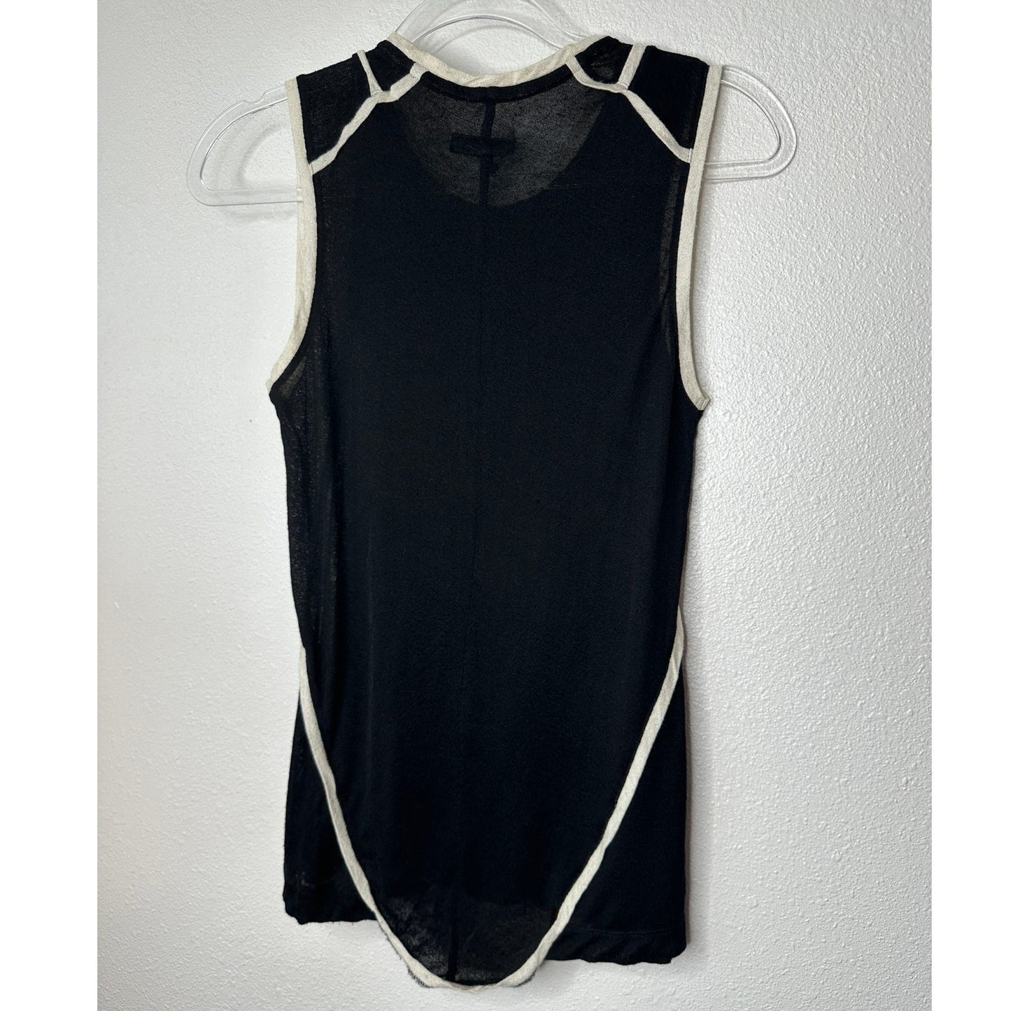 Rag & Bone Black & Cream Round Neck Sleeveless Sheer Tank Top S