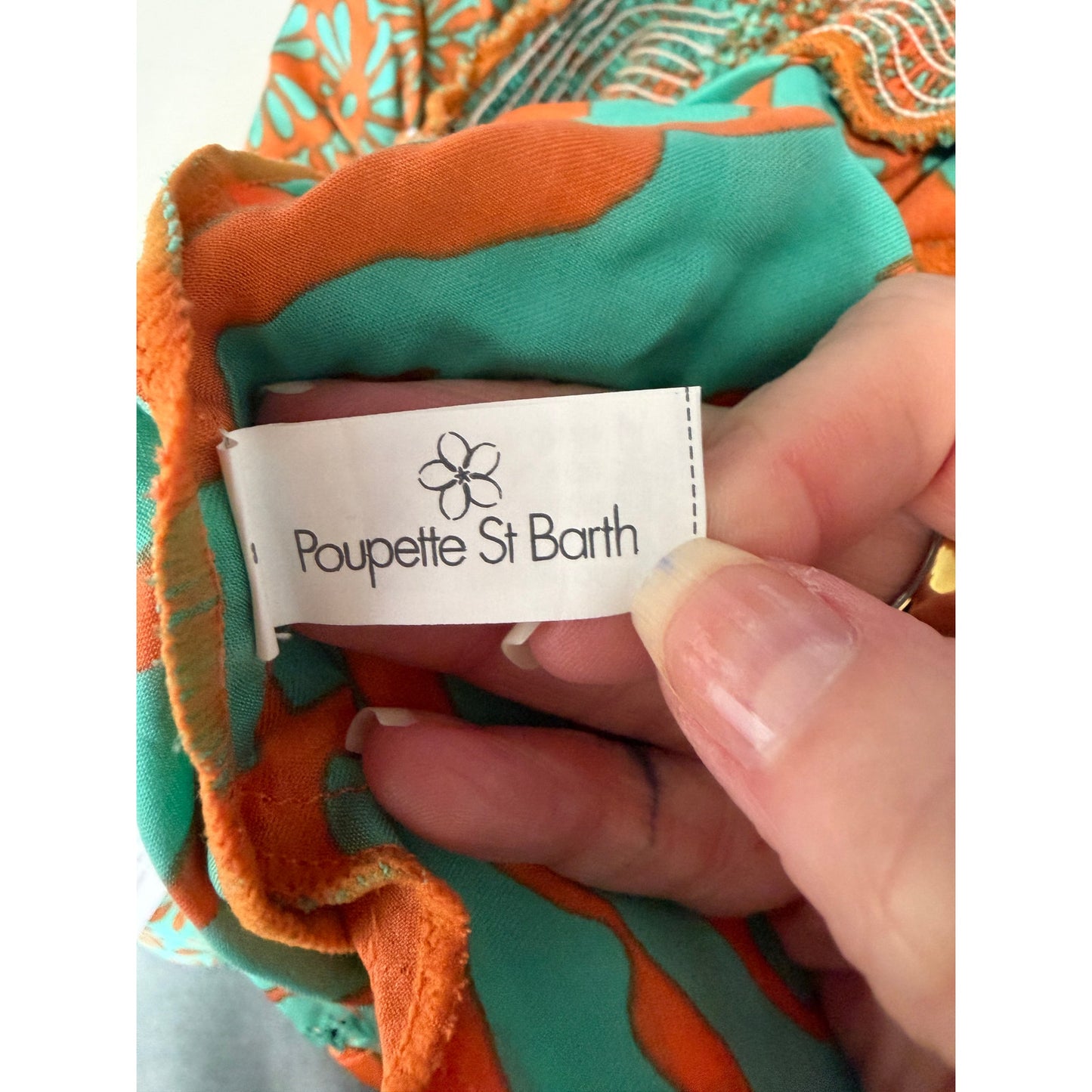 NWT Poupette St Barth Anaik Orange Green Womens Jumpsuit S