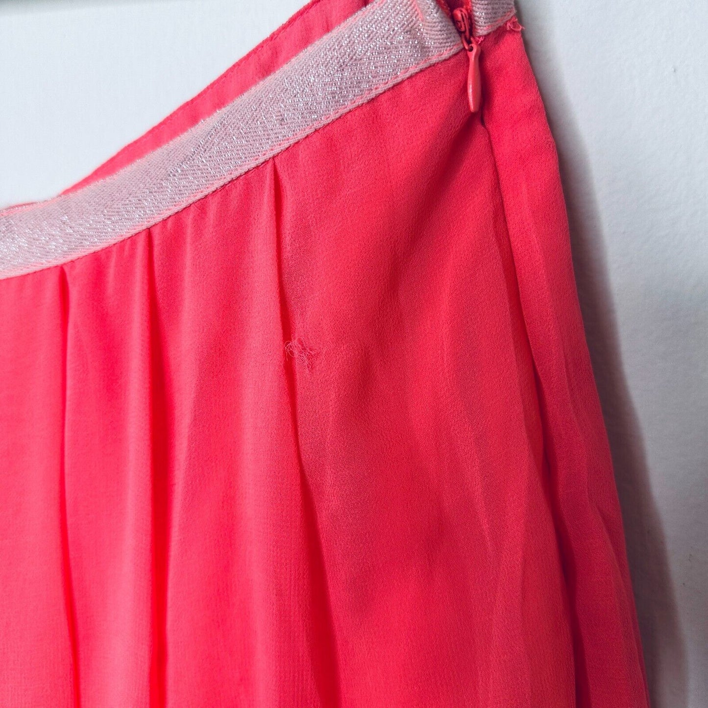 Love Riche Pink Flowy Sheer Maxi Attached Short Slip Silver Shimmer Waist L