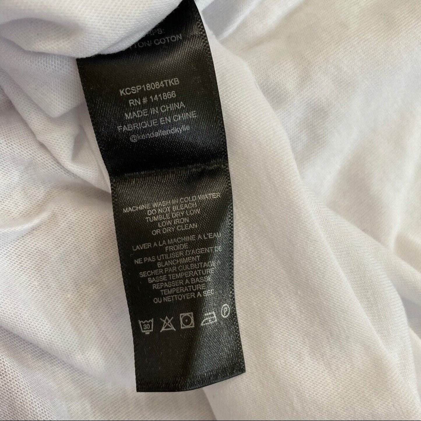 NWT Kendall & Kylie White Mesh Shoulder Raw Hem Long Sleeve Crop Blouse S