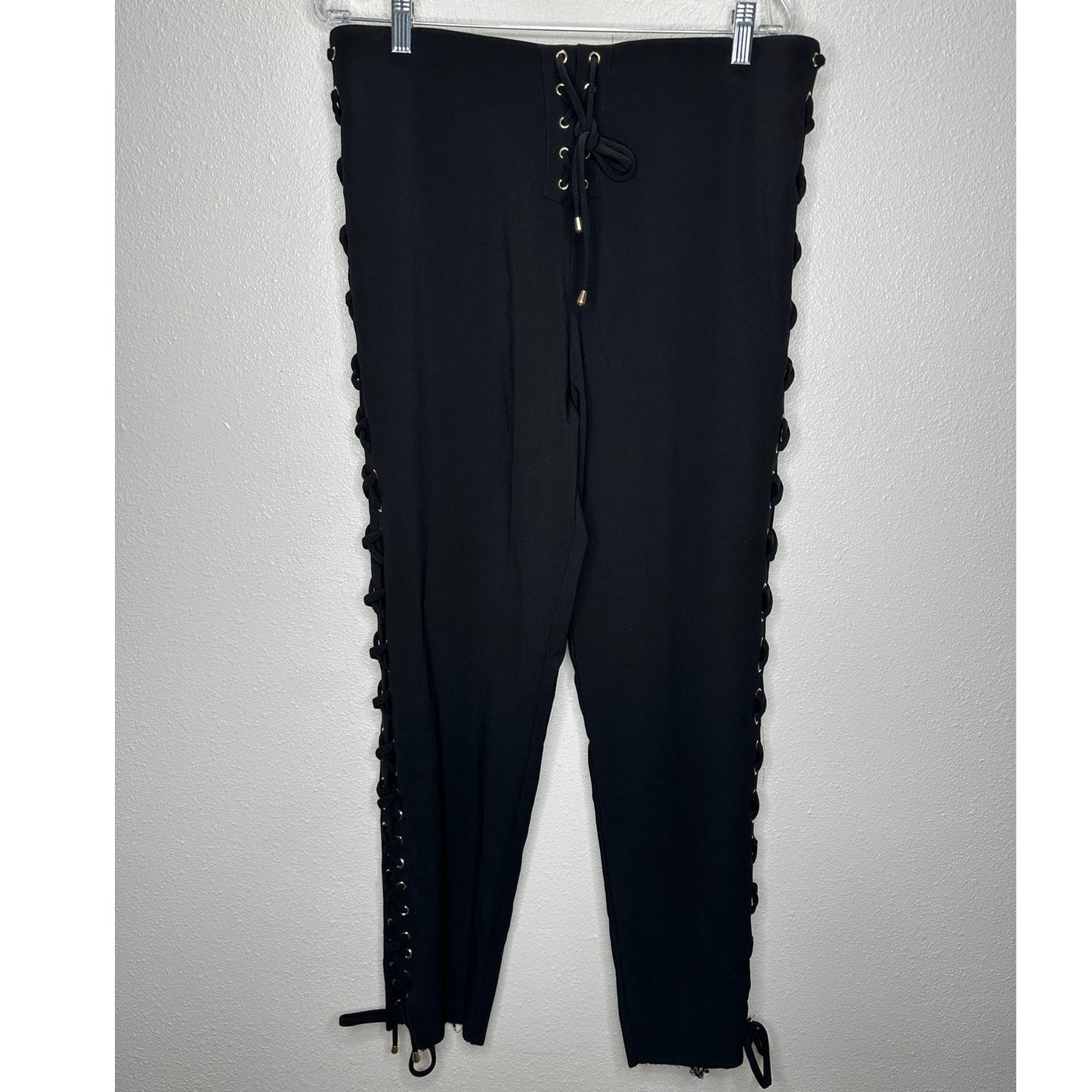 House of Harlow 1960 Black Pants Gold Grommet Side & Front Ties XL