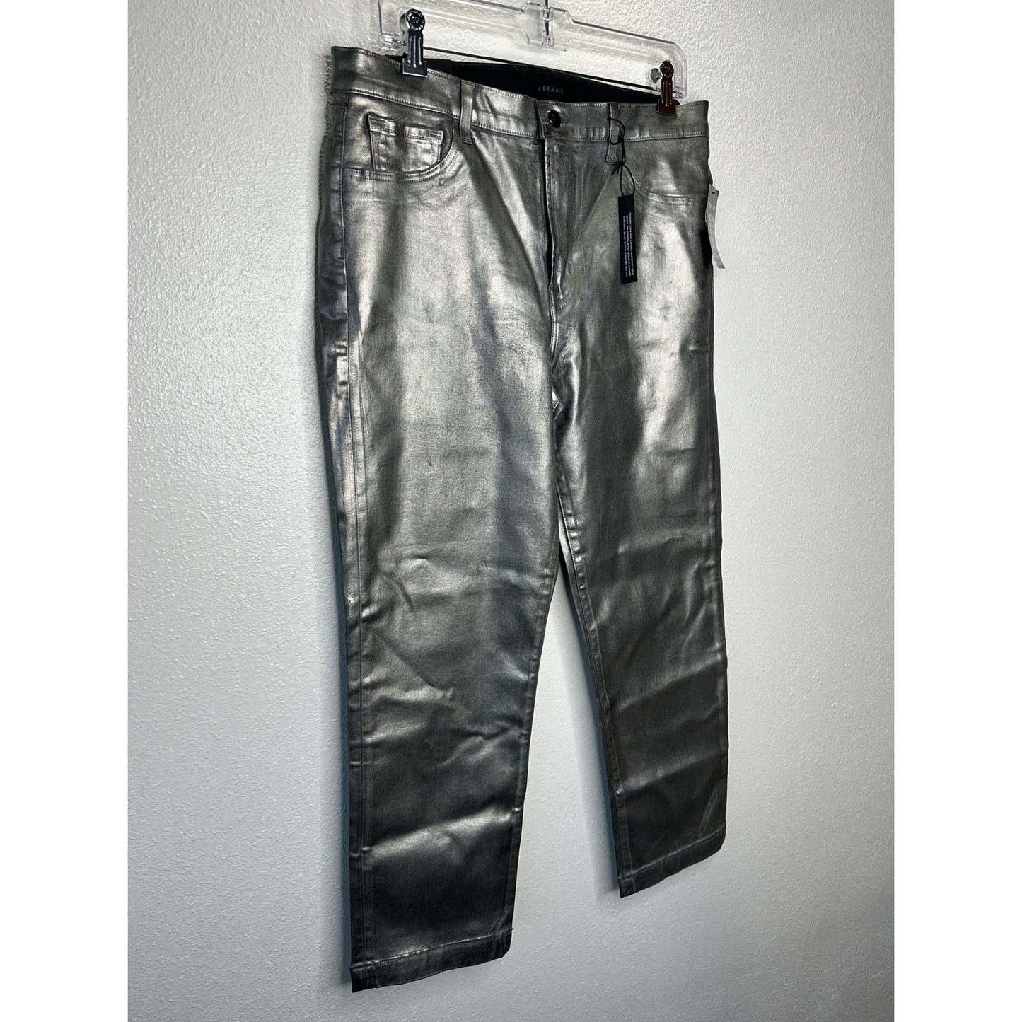 NWT J Brand Galactic Silver Ruby High Rise Crop Cigarette Jeans 32 / 14