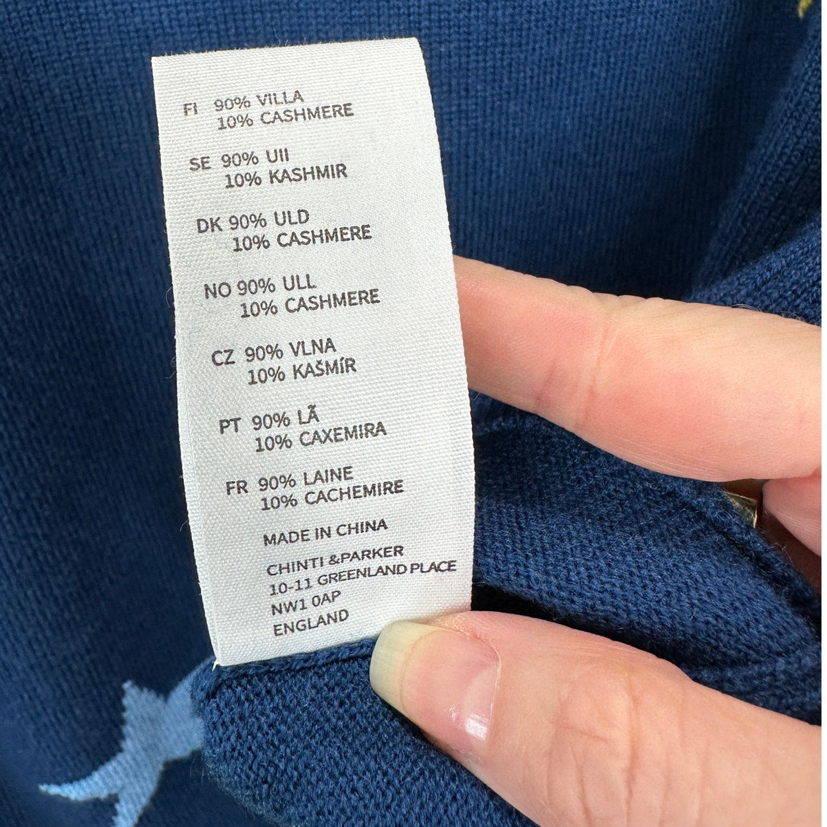 Chinti & Parker Navy Multi Star Long Sleeve Crewneck Sweater L