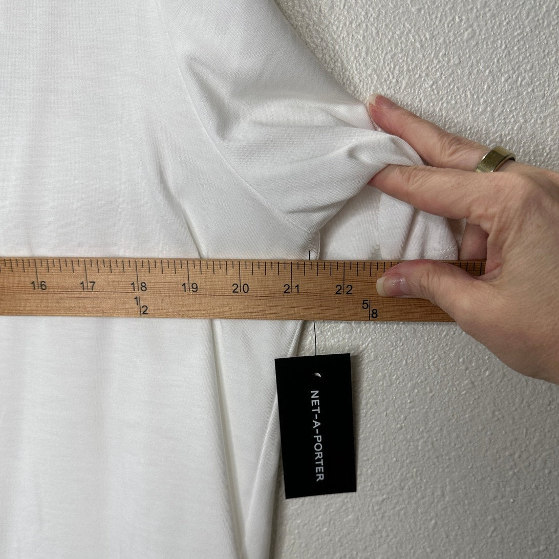 NWT The Row White Chiara Pima Cotton Crewneck Back Seam T-Shirt L