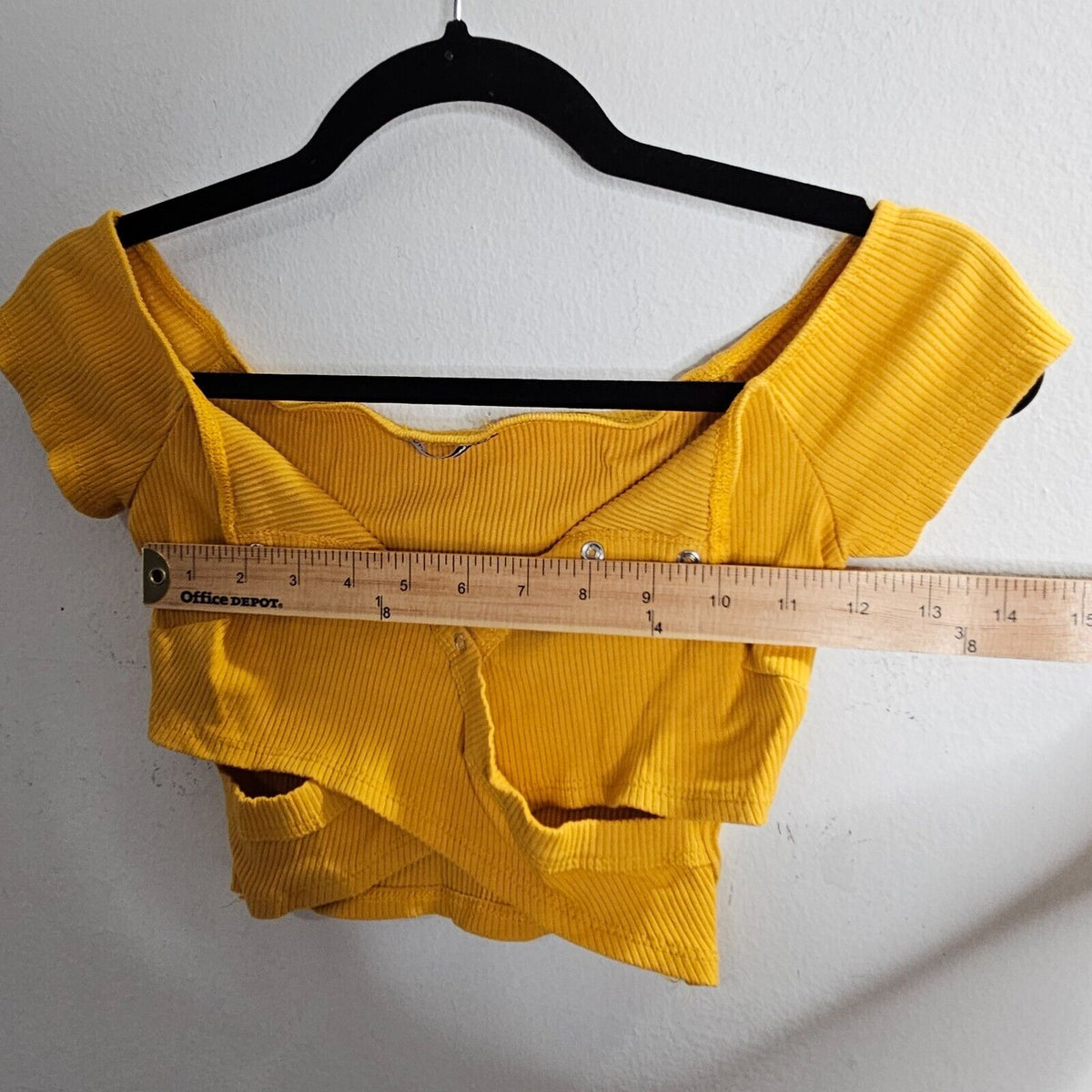 Mustard Take It Or Leave It Off Shoulder Crop SnapTop XS
