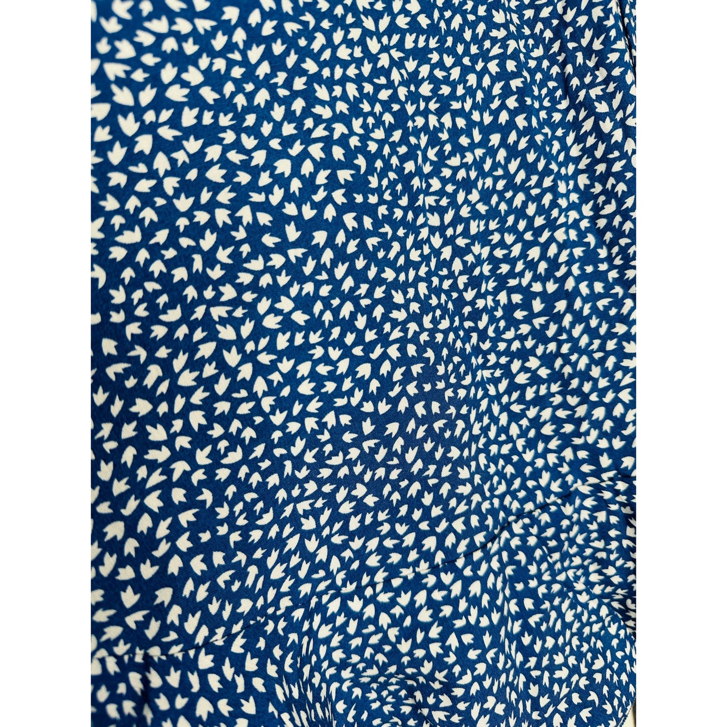 Blue & White Leaf Print Design Wrap Mini Skirt with Ruffle S