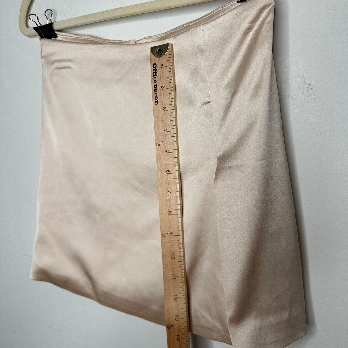Silkhour Ayu Champagne Satin Skirt Front Kick Split Back Zip Back Sexy Mini SM
