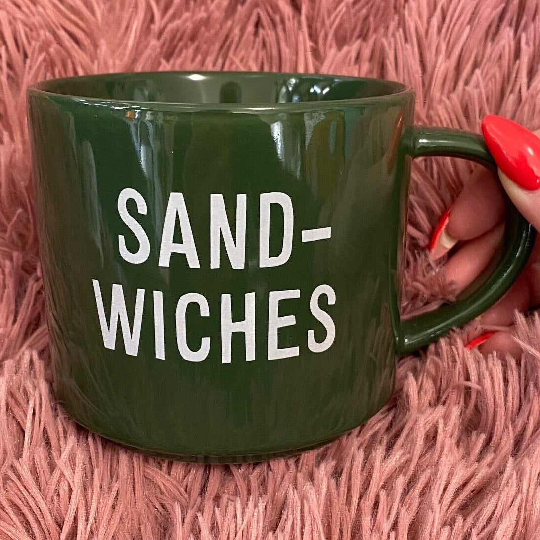 Room Essentials Clever Hunter Green Sandwiches Graphic 16oz Coffee Tea Mug