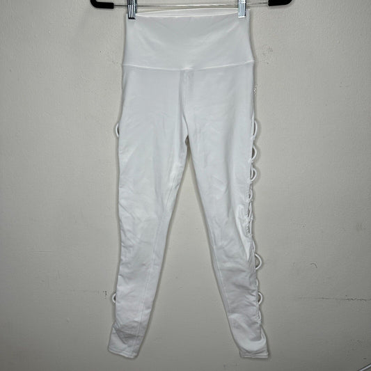 Alo White Interlace Legging High Waisted Lace-Up Detail on Sides Yoga Pant XS