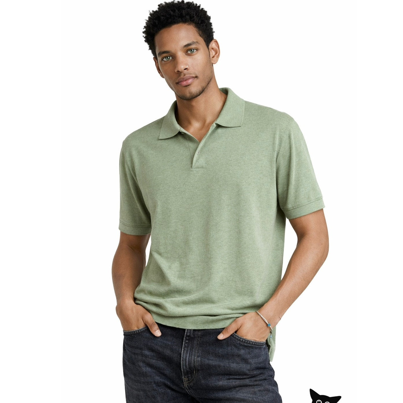 Loro Piana Polo Shirt Sage Green Mens US L Slub