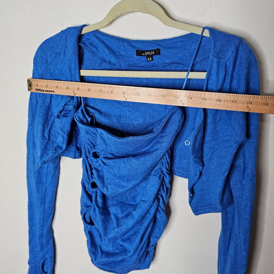 by.DYLN Cobalt Blue Tube Top O-Ring Hole Cutouts with Shrug Cardigan XS