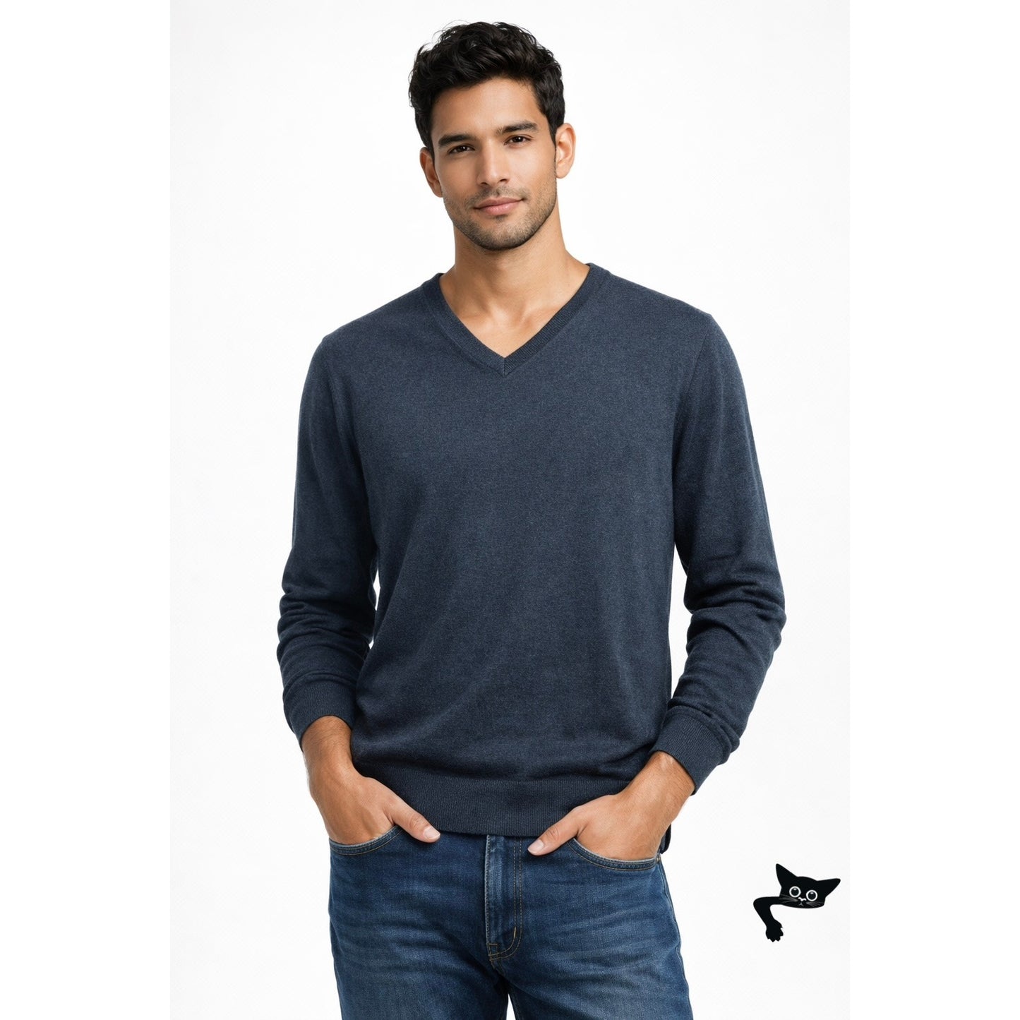 Banana Republic V Neck Sweater Blue L Silk Cashmere