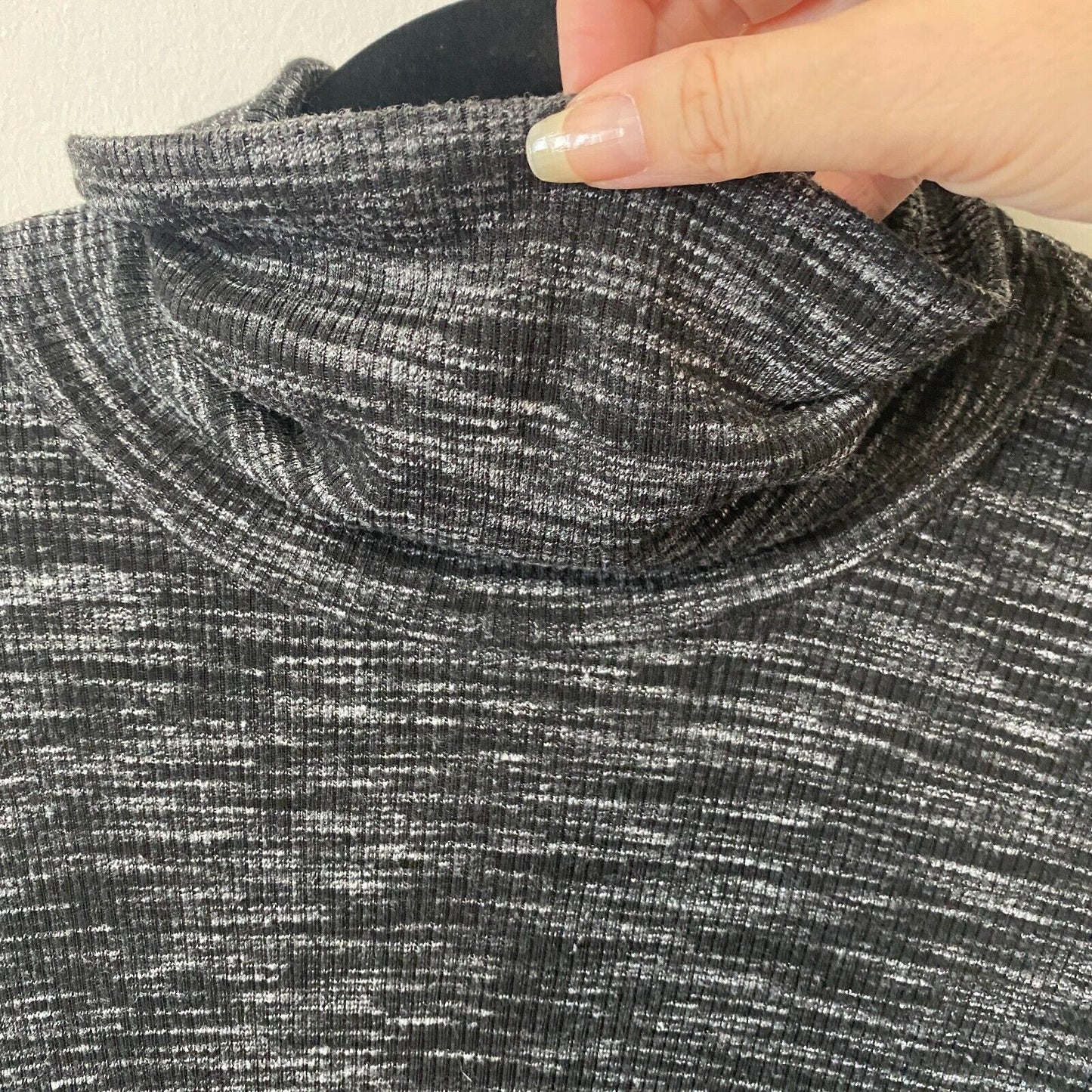 We The Free Stone Cold Split Back Long Sleeve Turtleneck Top Black Gray Medium