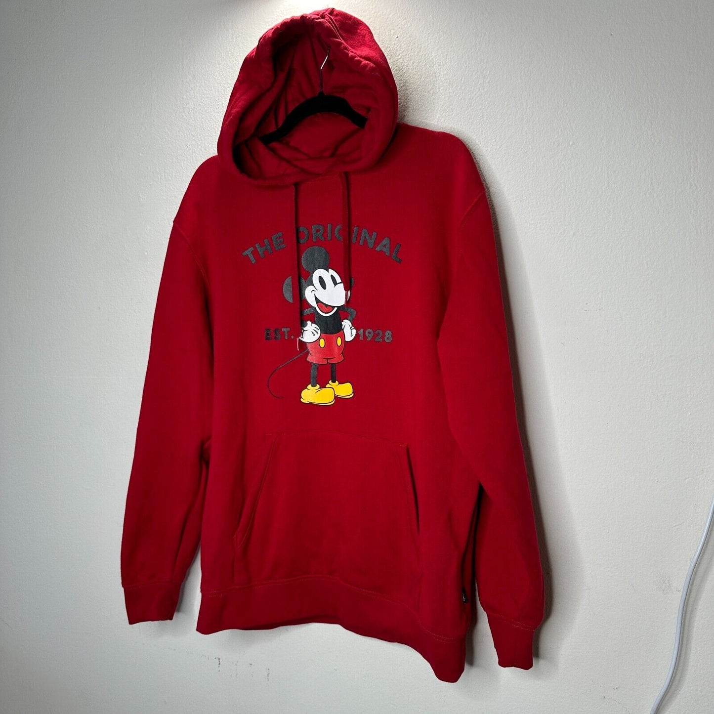 Disney X Vans Red Mickeys 90 Anniversary Front Pocket Pullover Fleece Hoodie M