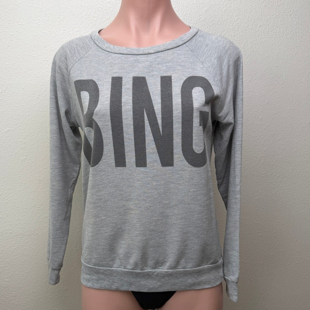 Anine Bing Light Gray BING Graphic Crewneck Sweatshirt Long Sleeve Size S