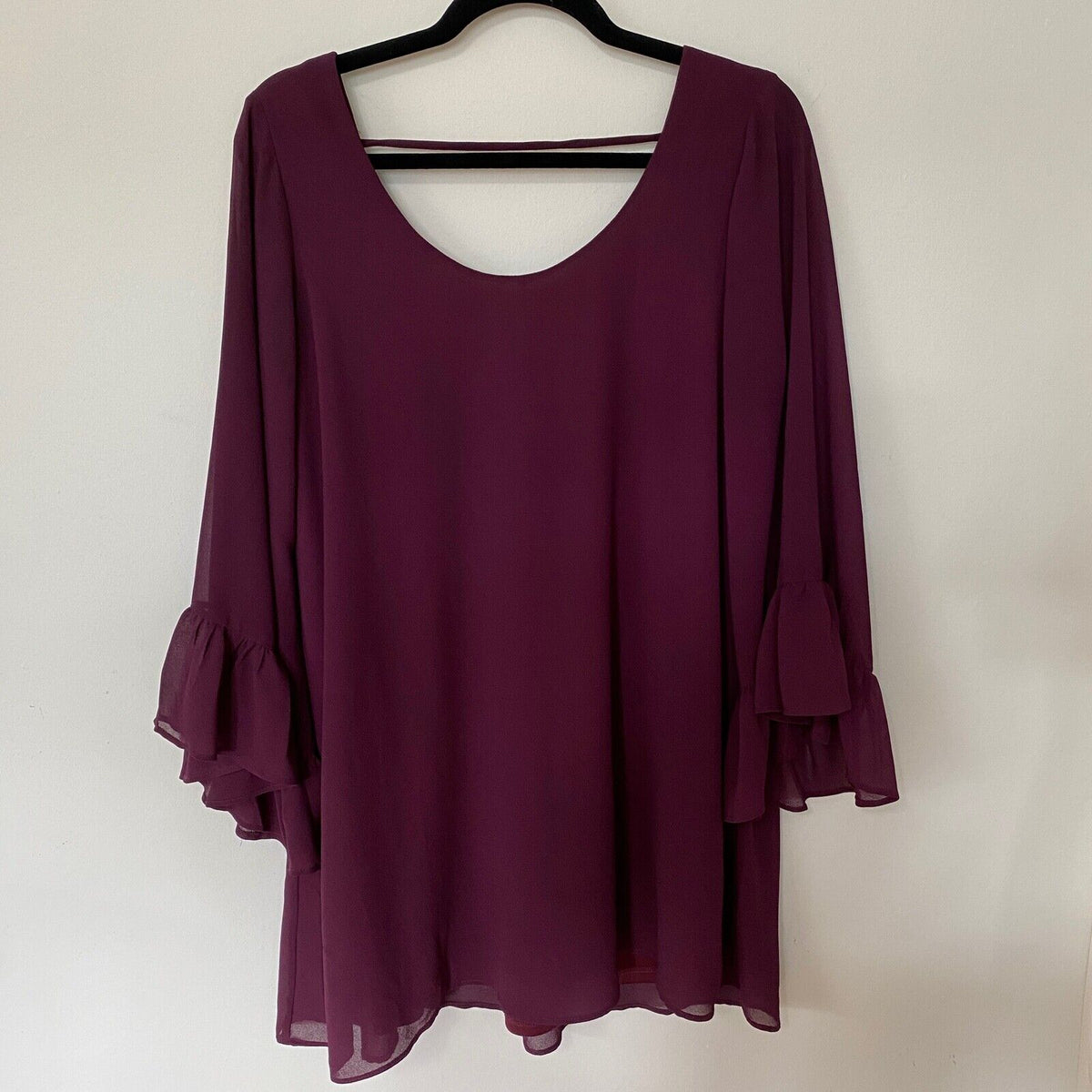 Show Me Your Mumu Dark Plum Boomerang Chiffon Flutter Sleeve Mini Dress Small