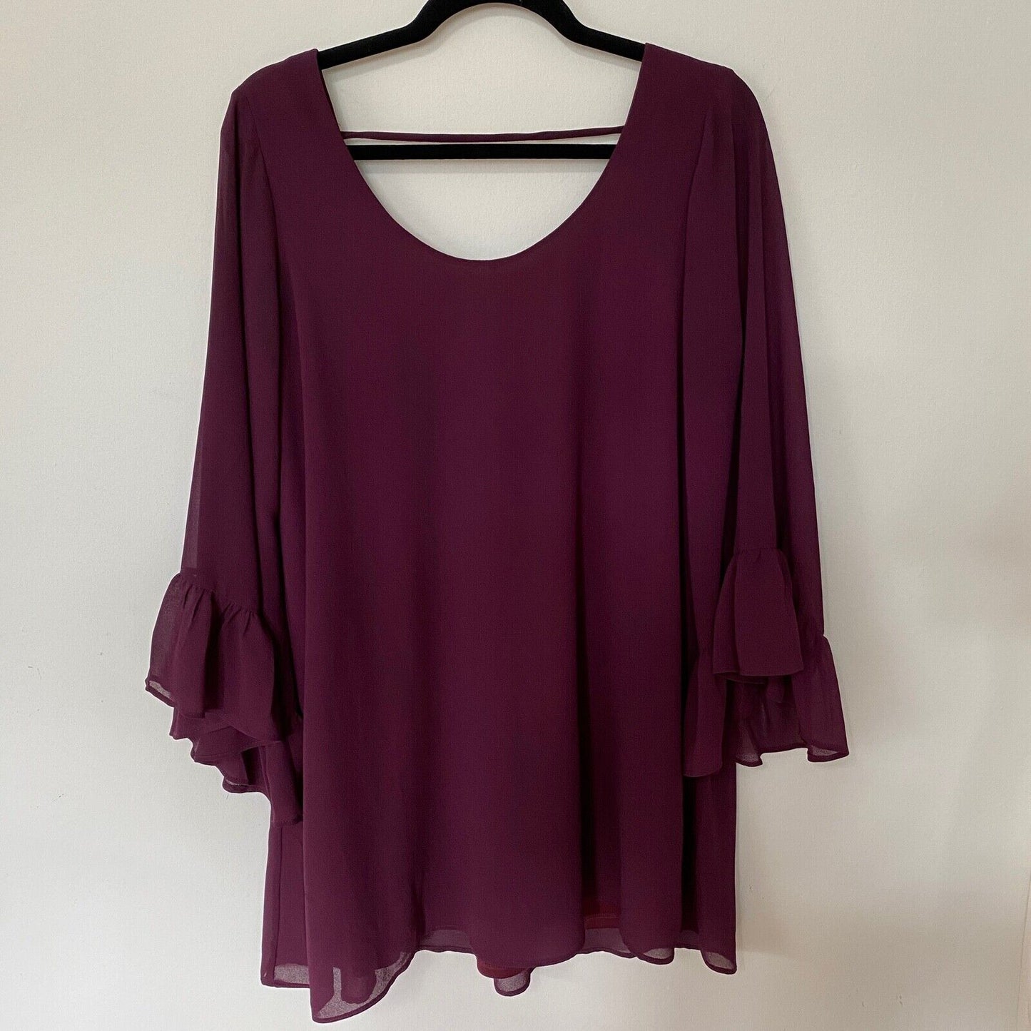 Show Me Your Mumu Dark Plum Boomerang Chiffon Flutter Sleeve Mini Dress Small