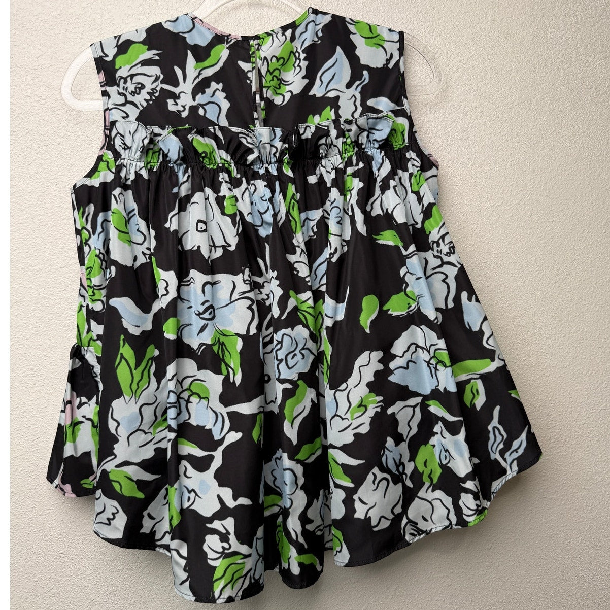 Brogger Floral Smocked Sleeveless Blouse Black S