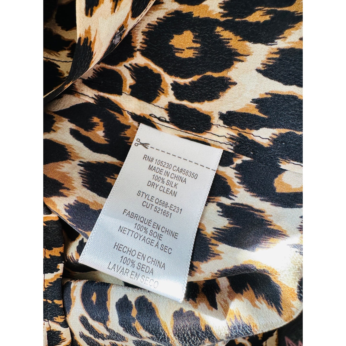 Equipment Leopard Print Long Sleeve Collared Button Up Silk Blouse XS