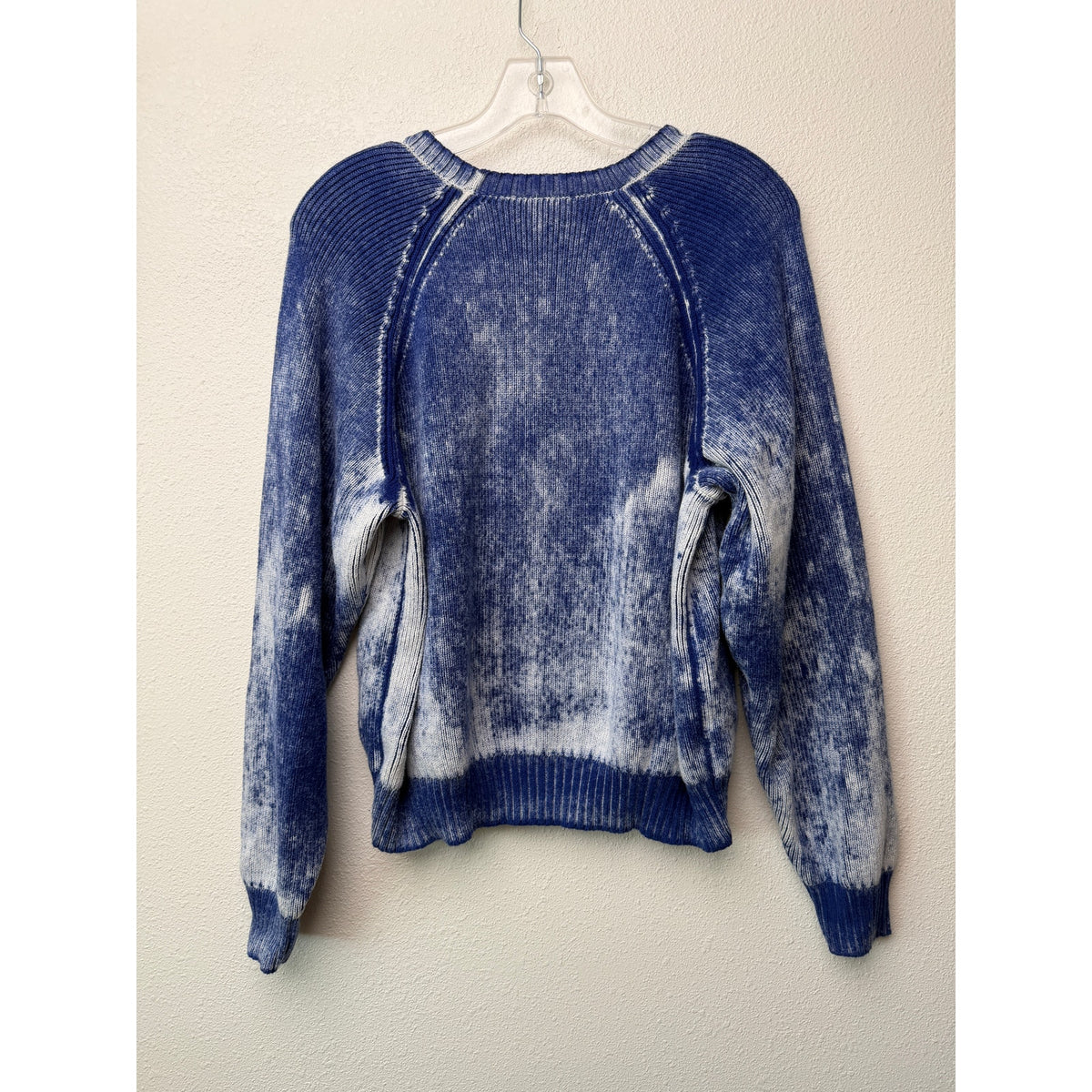Electric&Rose Blue Ivory Acid Wash Raglan Knit Sweater Women