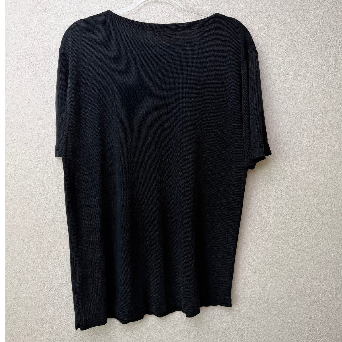 Zegna Washed Charcoal Black Silk Knit Crew Neck Shirt Men’s L