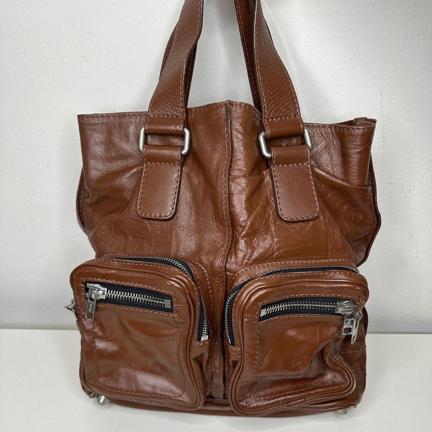 Chloe Betty Handbag and Coin Purse Lux Brown Calfskin Leather Silver Hardware