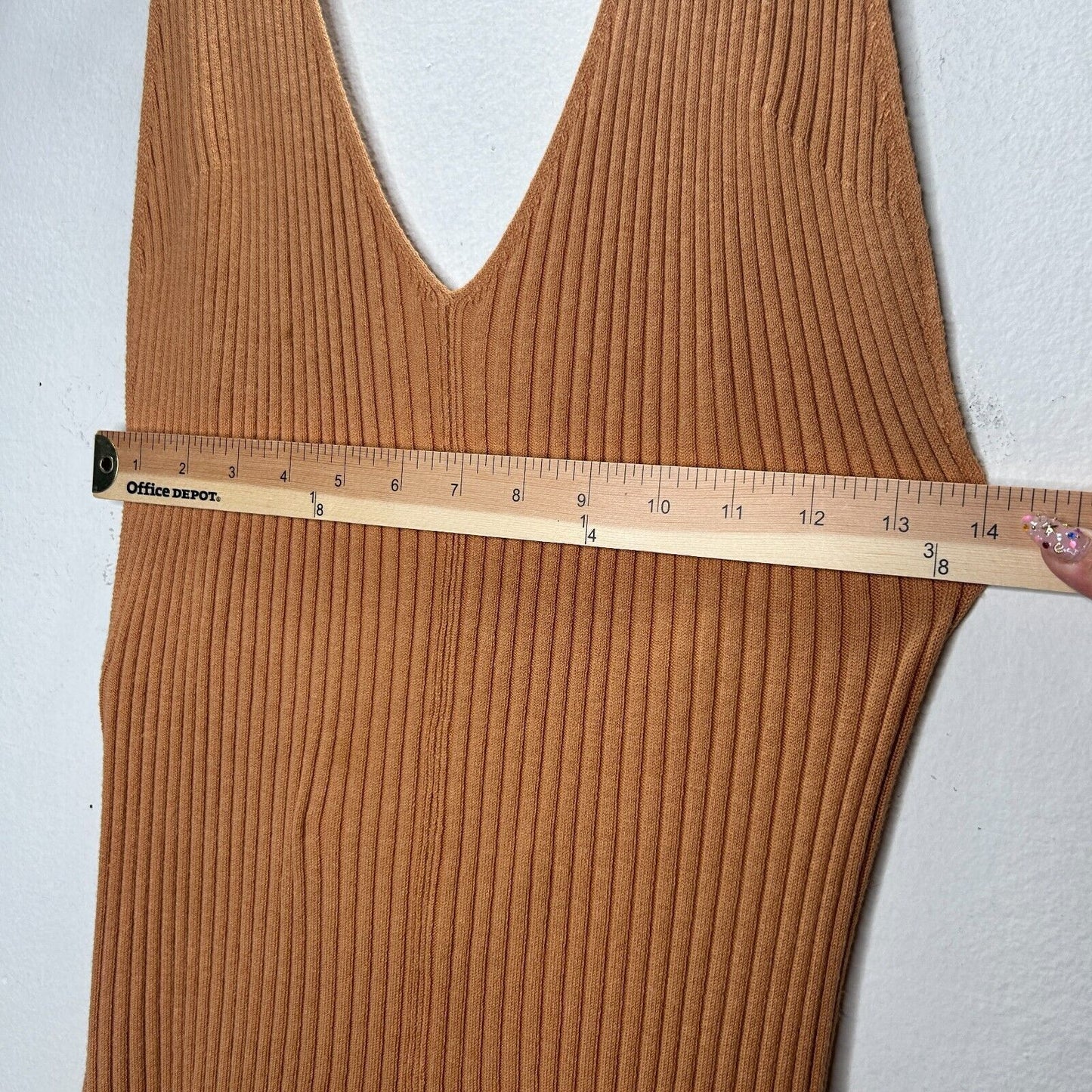 NWT Free People Camel Brown Sweet as Honey RibKnit VNeck Sleeveless Maxi Dress L