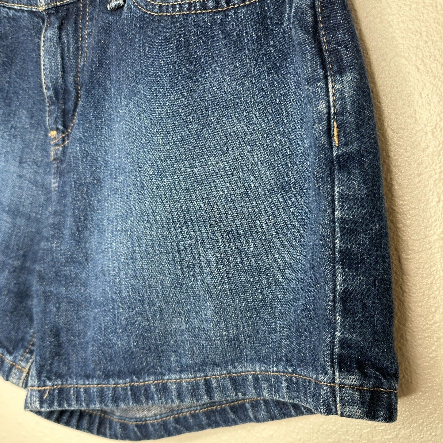 Tommy Hilfinger Medium Blue Wash Mid Rise Boyfriend Jean Shorts Y2K Flag Logo 4