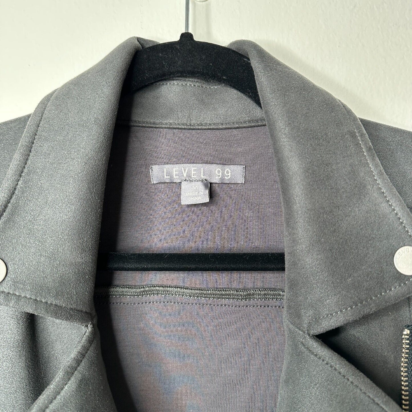 Level 99 Alexa Faux Suede Earl Gray Moto Vest Asymmetric Center Front Zip Medium