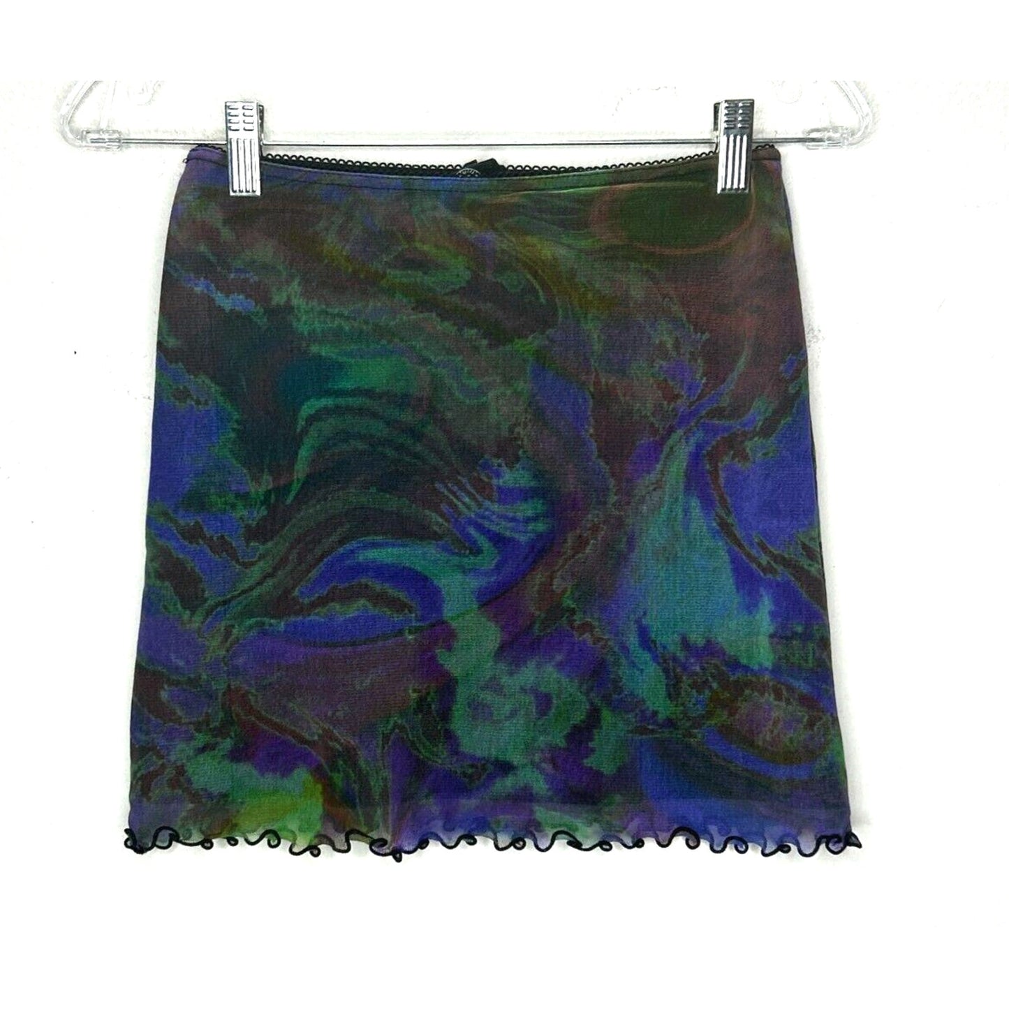 Urban Outfitters Purple & Green 60s Swirl Print Stretch Mini Skirt