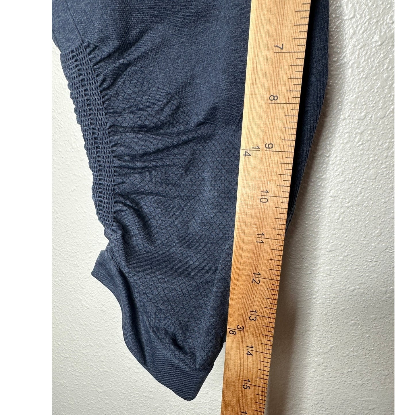 Lululemon In The FLow Slate Blue Gray Side Ruche Crop Yoga Pant 8
