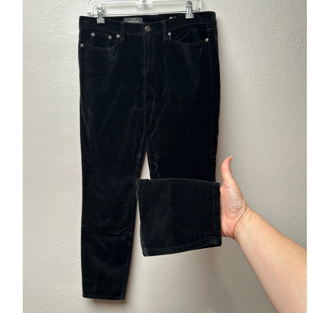 J.Crew Pants Black Velour Womens US 30 Toothpick Ankle