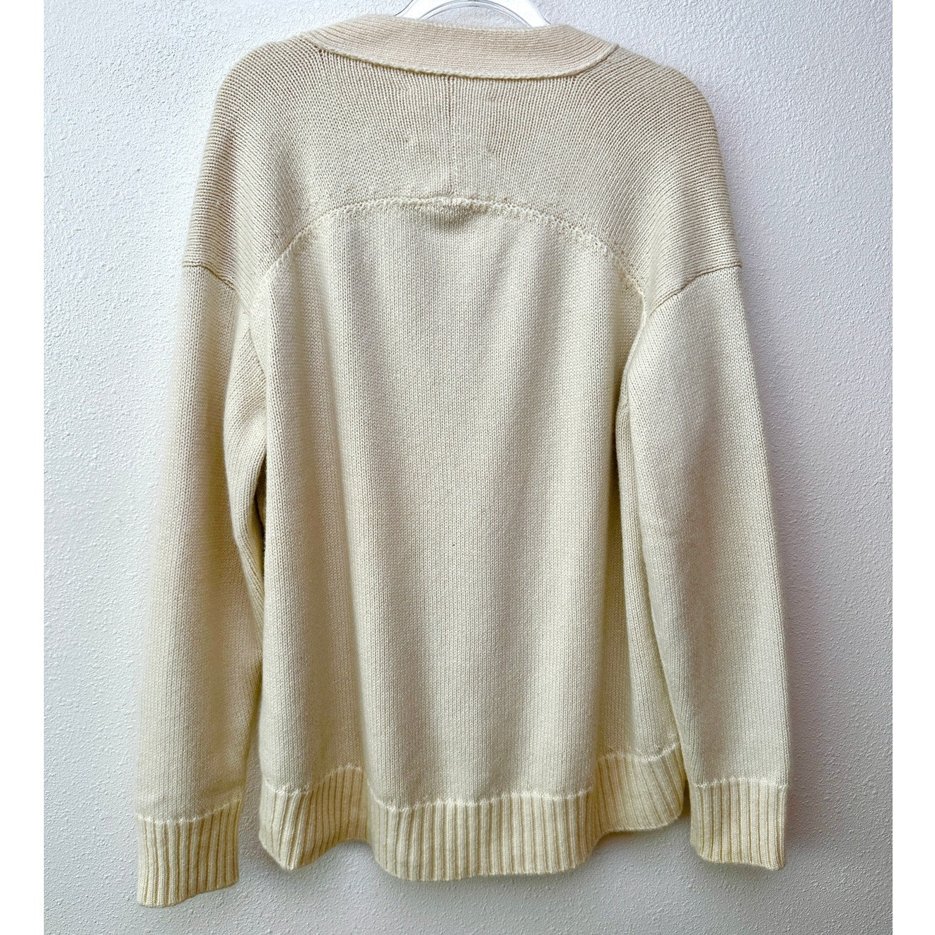 Jil Sander Cream V-Neck Button Long Sleeve Knit Sweater 40 / 8