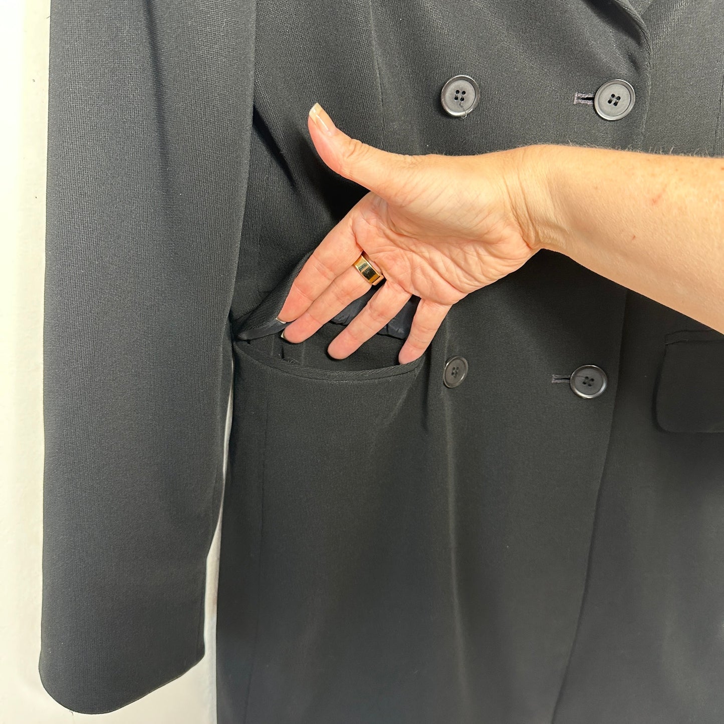 Philippe Adec Black Double Breast Button Wool Business Dress Jacket Blazer 4