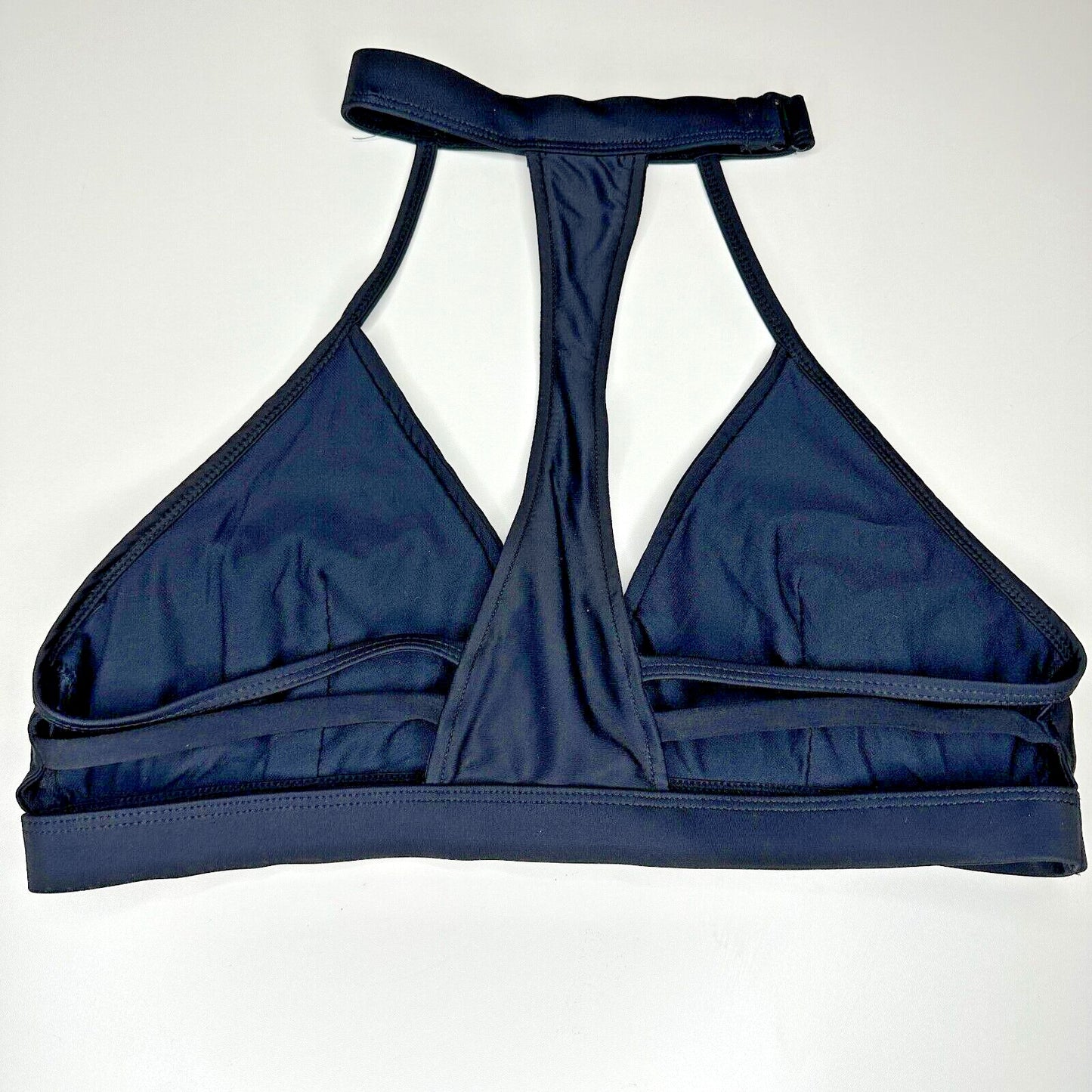 Chromat Black T-Racerback Stretch Halter Sports Bra Bikini Top Large