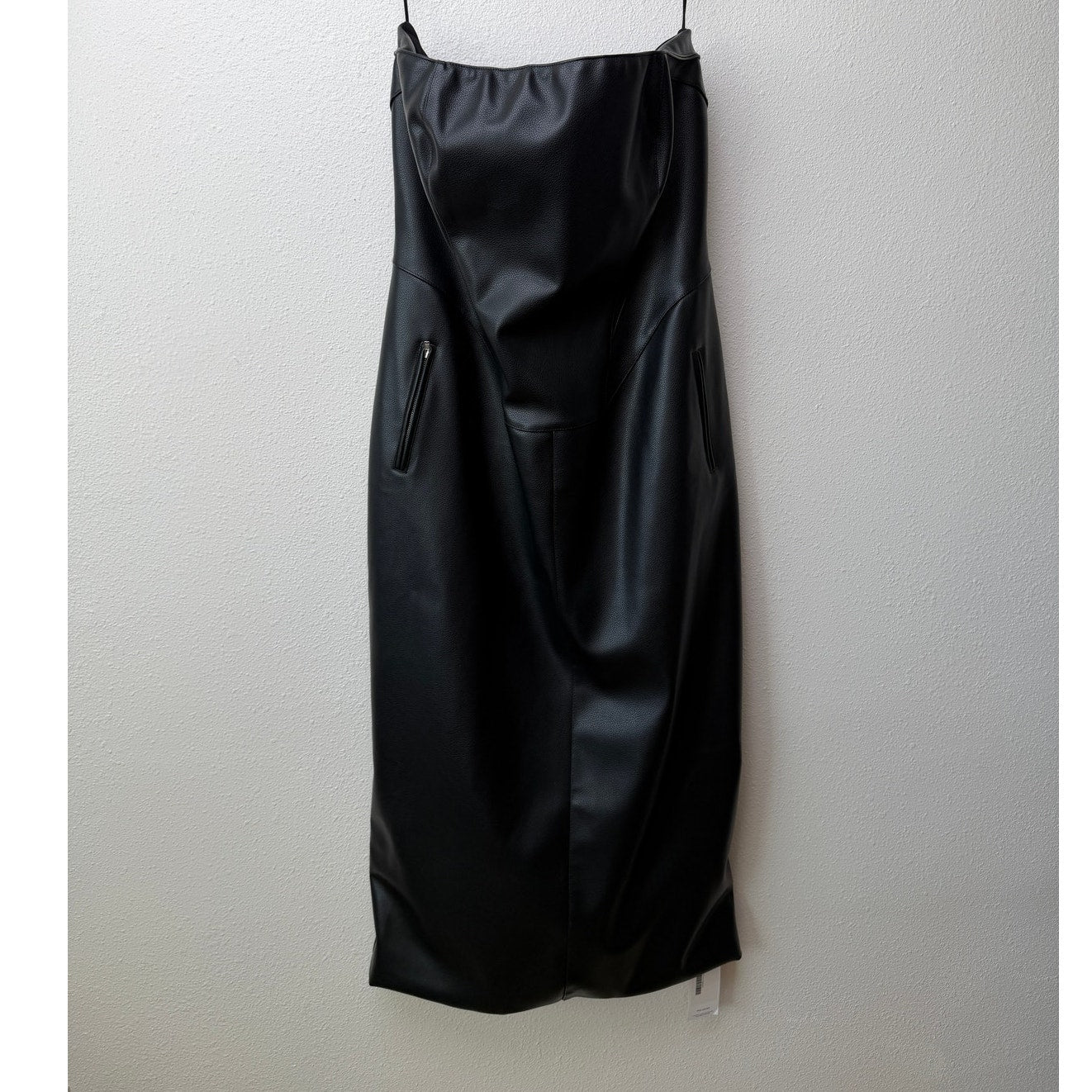 NWT KHY Black Faux Leather Strapless Dress Womens XL