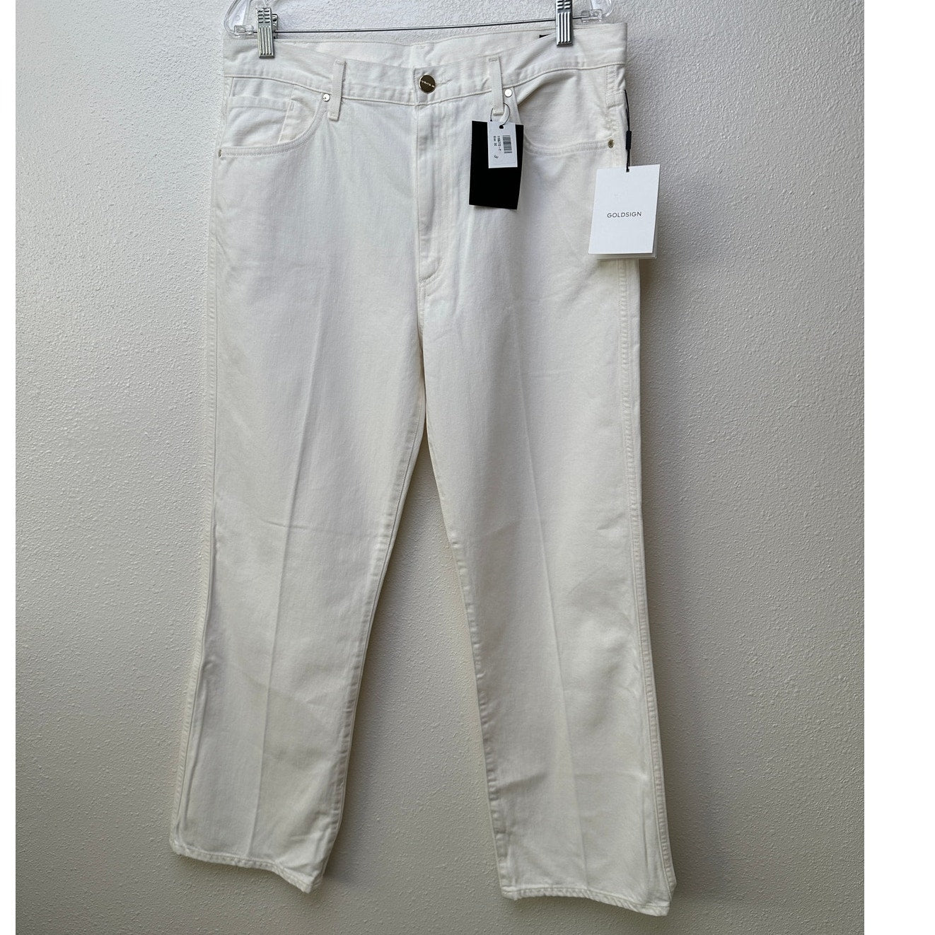 NWT Goldsign The A Jean Pressed Pearl Ivory Jeans 32