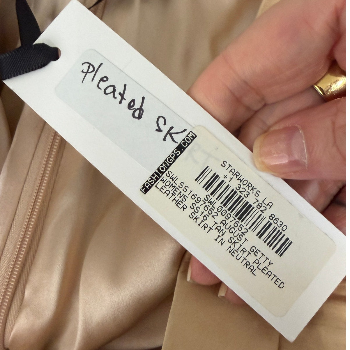 August Getty Atelier Accordion Pleat Leather Maxi Skirt Nude Women's US XS
