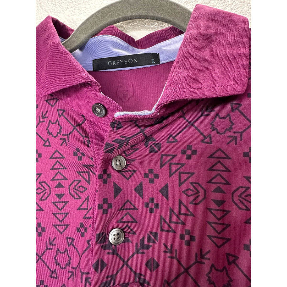 Greyson Men's Purple Performance Geometric Design Polo L