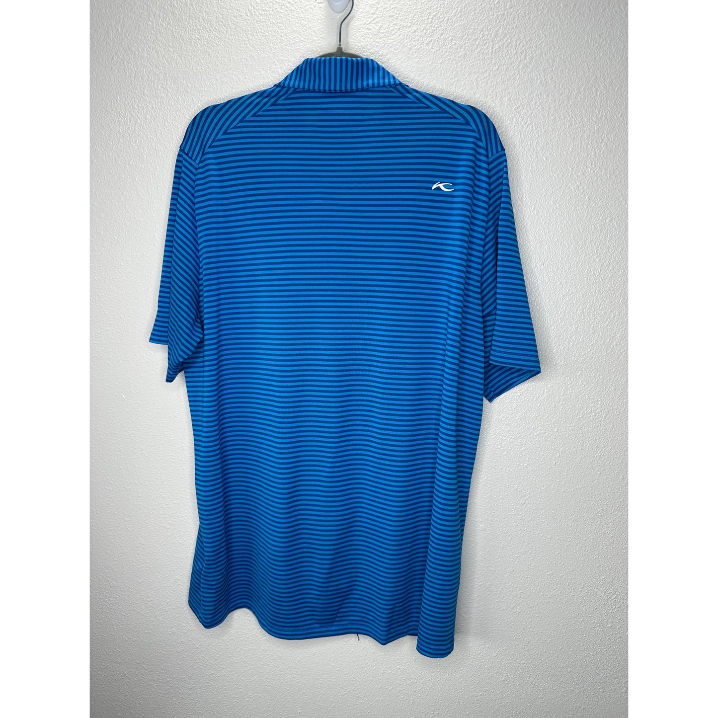 KJUS Polo Golf Shirt Medium Blue Striped Short Sleeve UPF30+  L / 52