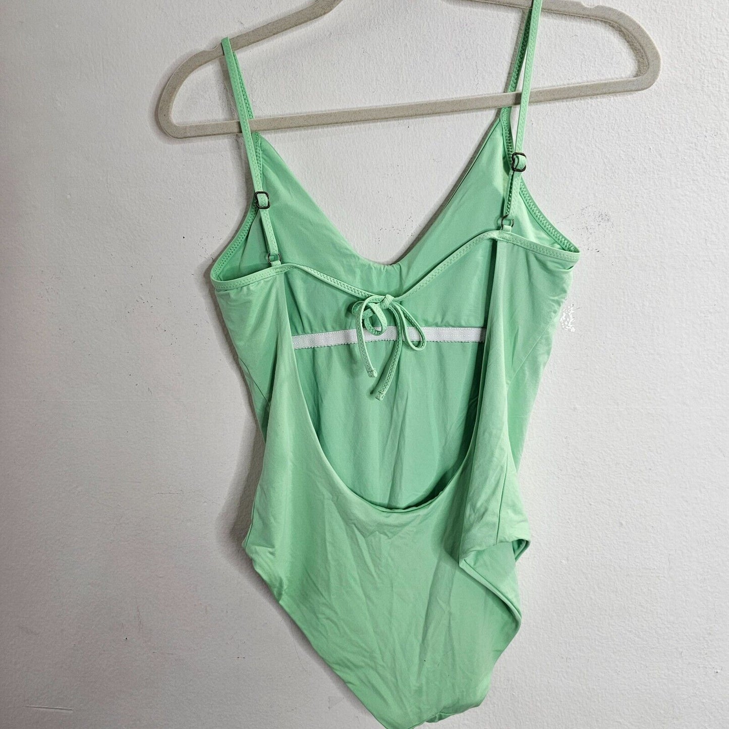 Becca Mint Green Scoop Neck Spaghetti Strap Back Tie Bathing Suit Large